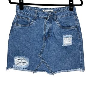 Beluw Denim Jean Distressed Mini Skirt Size Small